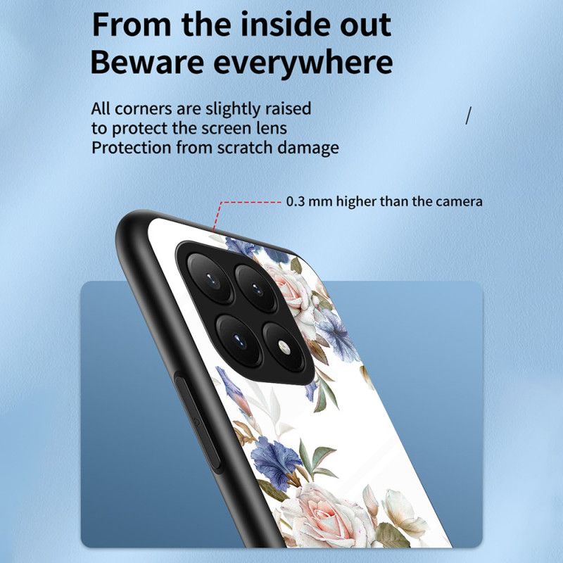 Cover Til Xiaomi 15t Pro Blomsterprintet Hærdet Glas