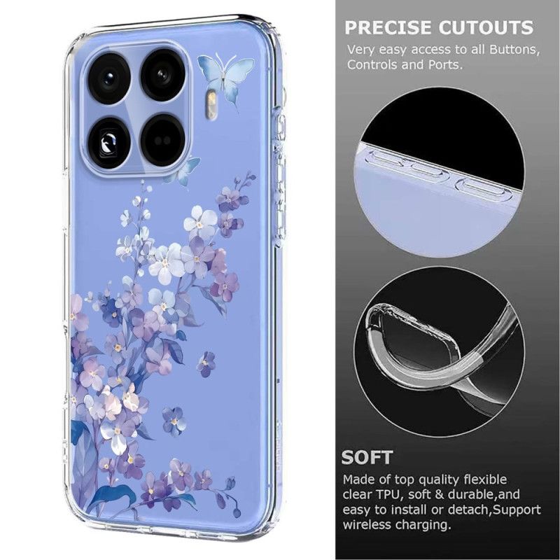 Cover Xiaomi 15t Pro Telefon Etui Blomsterprint Transparent