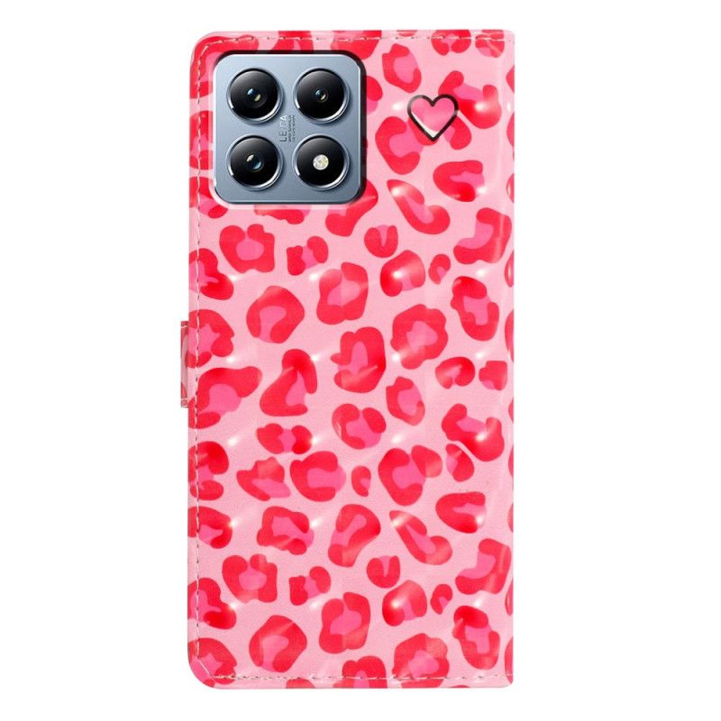 Flip Cover Til Xiaomi 15t Pro Lyserød Leopard