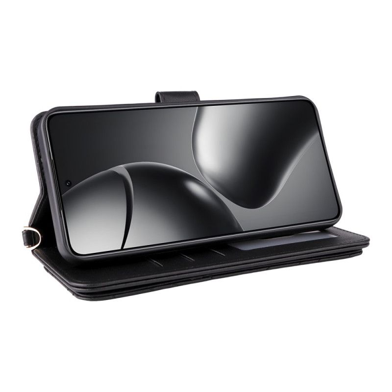 Flip Cover Xiaomi 15t Pro Quiltet Med Rem Og Håndledsrem