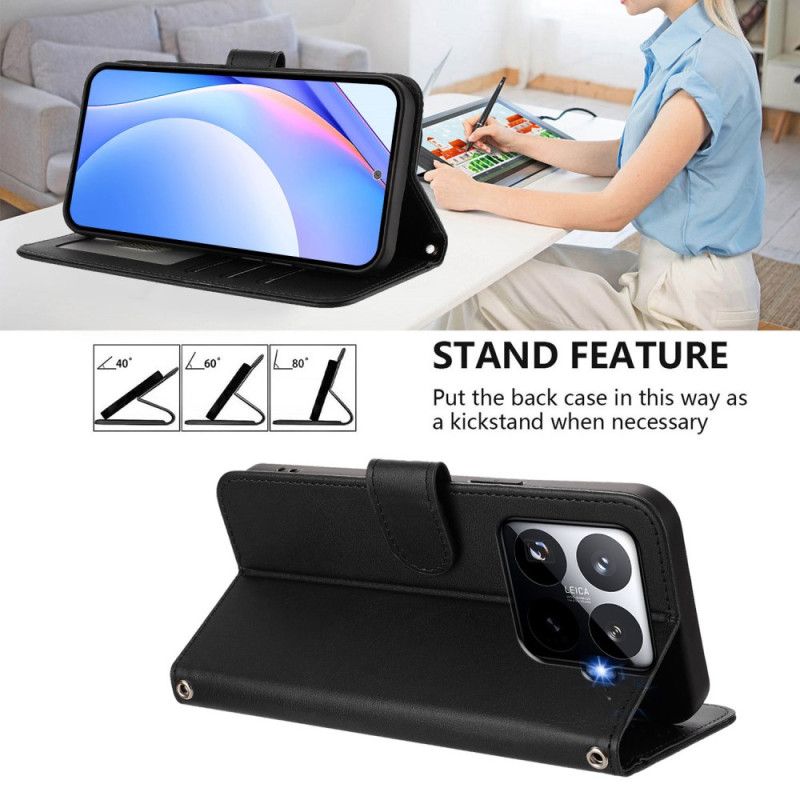 Flip Cover Xiaomi 15t Pro Rfid-beskyttelse Lædereffekt