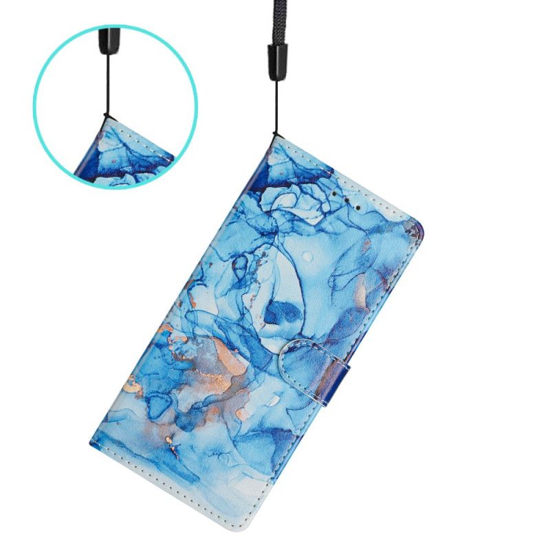 Læder Cover Xiaomi 15t Pro Blå Marmor