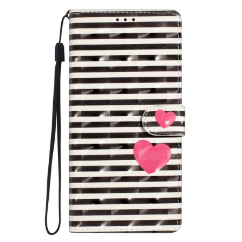 Læder Cover Xiaomi 15t Pro Striber Og Hjerte