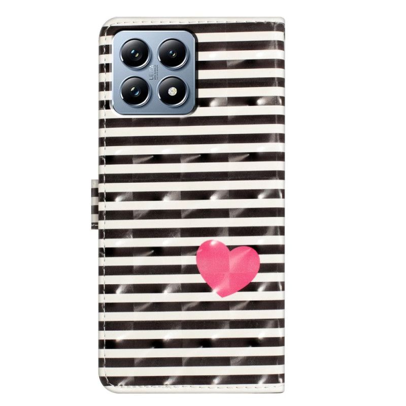 Læder Cover Xiaomi 15t Pro Striber Og Hjerte