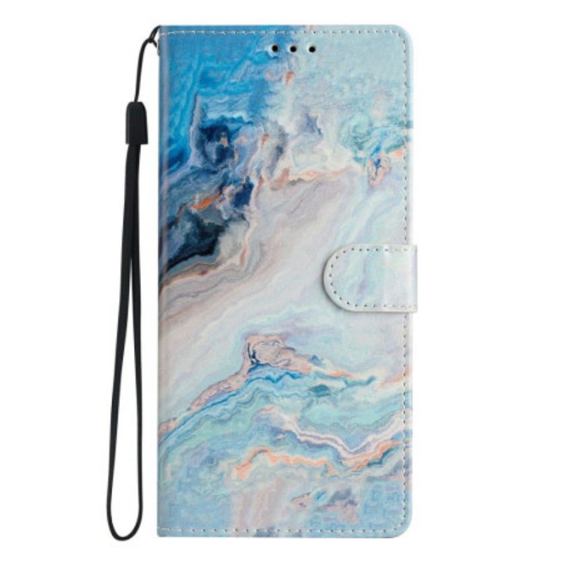 Læder Cover Xiaomi 15t Pro Telefon Etui Blå Marmor