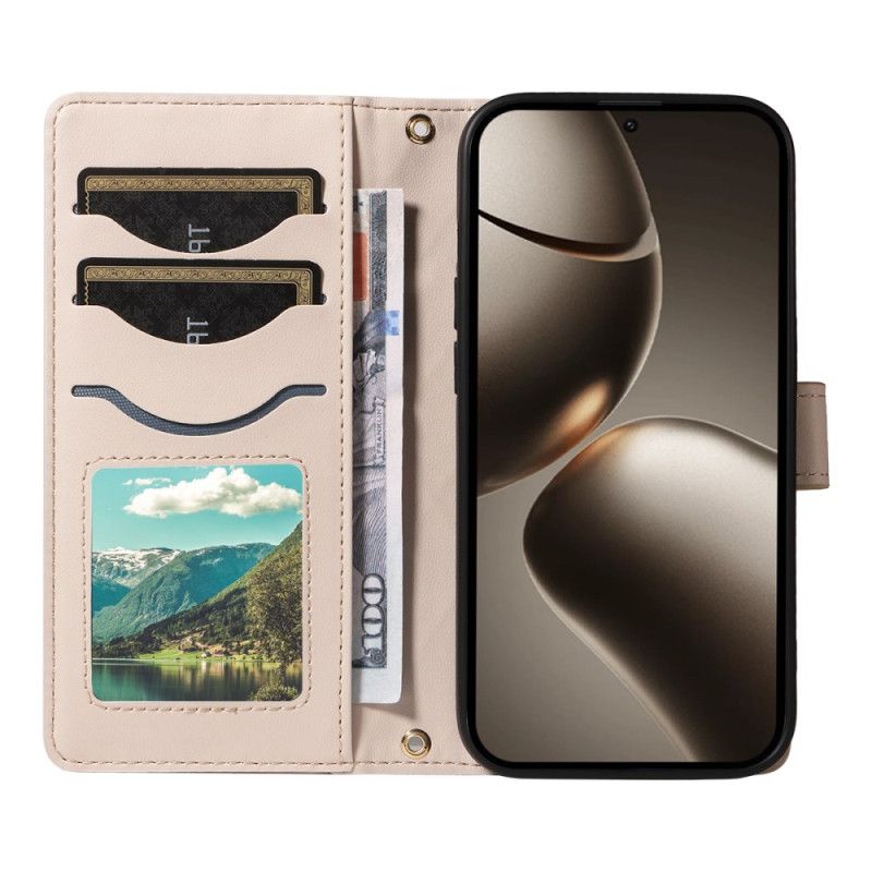 Læder Cover Xiaomi 15t Pro Telefon Etui Quiltet Med Rem Og Skulderrem