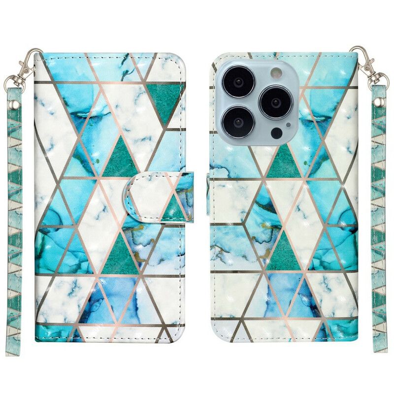 Flip Cover Til iPhone 13 Pro Max Marble Light Strip Spotlights