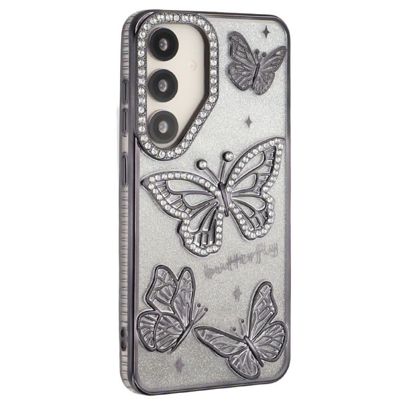 Cover Til Samsung Galaxy S26 Plus 3d-sommerfugle Og Rhinsten