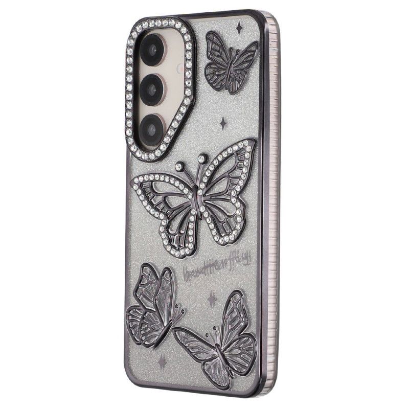 Cover Til Samsung Galaxy S26 Plus 3d-sommerfugle Og Rhinsten