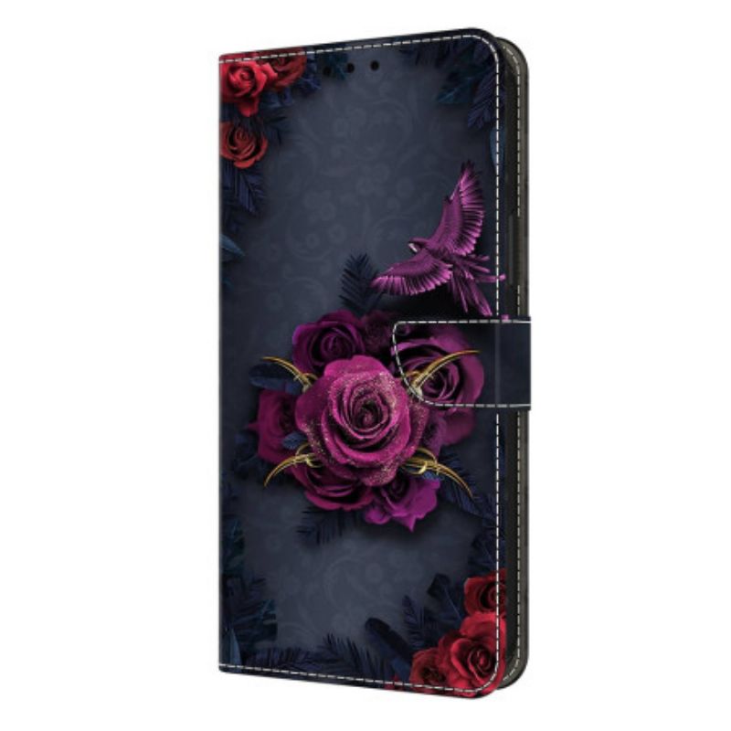 Flip Cover Samsung Galaxy S26 Plus Lysende Lilla Blomster