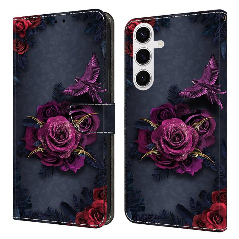 Flip Cover Samsung Galaxy S26 Plus Lysende Lilla Blomster