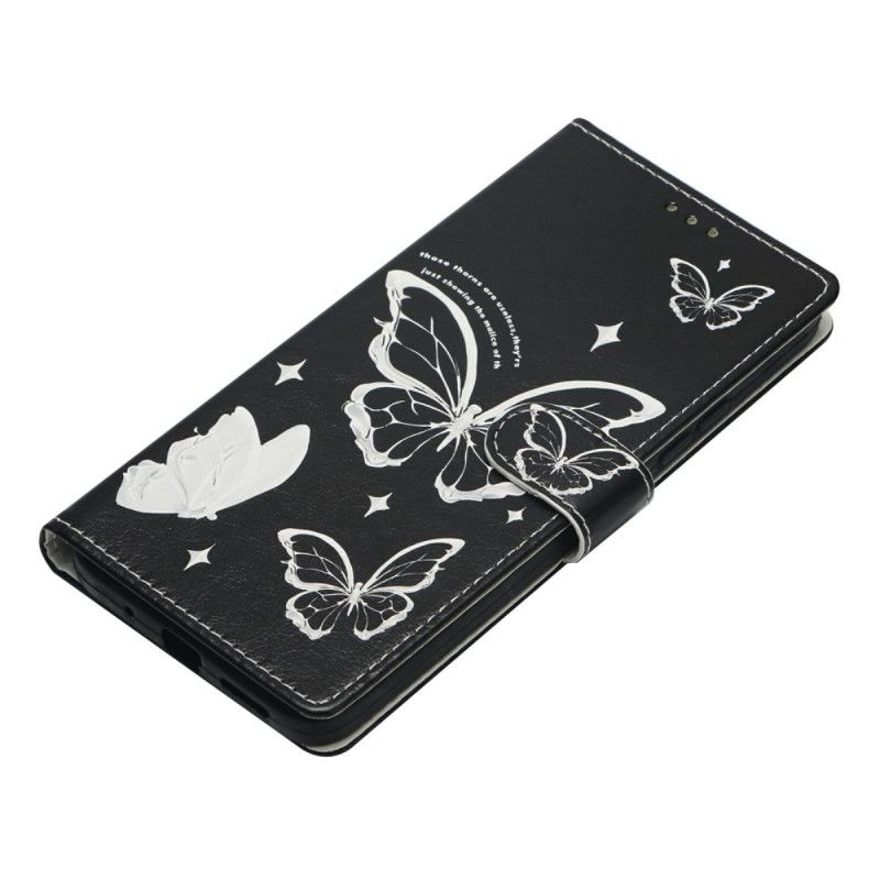 Flip Cover Til Samsung Galaxy S26 Plus Sorte Og Hvide Sommerfugle