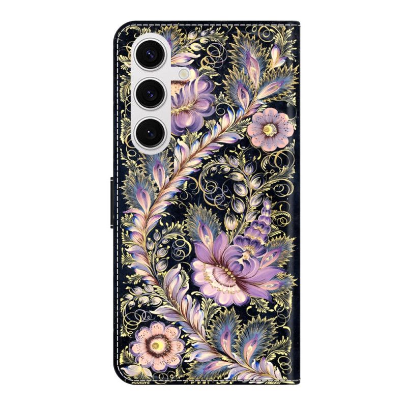 Flip Cover Til Samsung Galaxy S26 Plus Vintage Guld Nålemønster