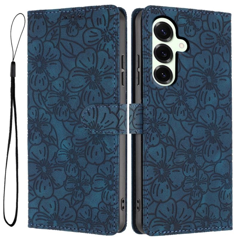 Læder Cover Samsung Galaxy S26 Plus Gravering Af Kirsebærblomster