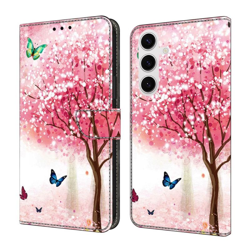 Læder Cover Samsung Galaxy S26 Plus Telefon Etui Kirsebærblomster