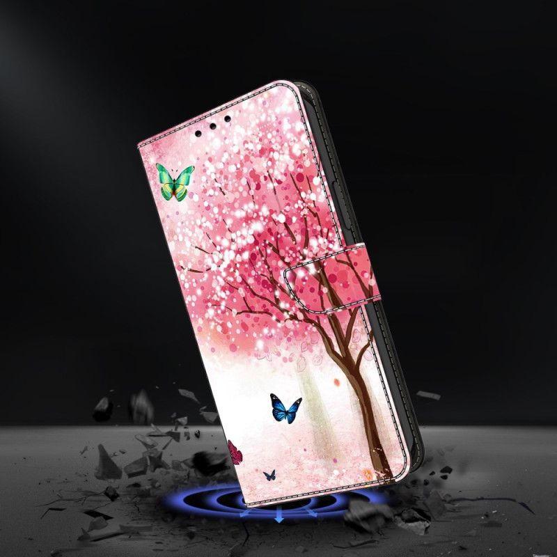 Læder Cover Samsung Galaxy S26 Plus Telefon Etui Kirsebærblomster