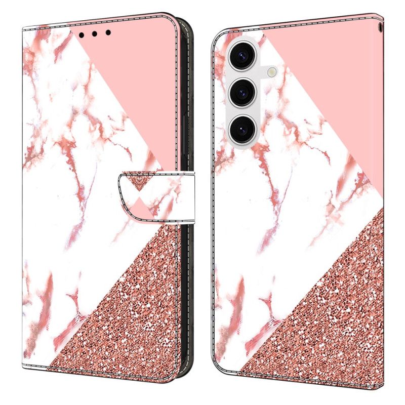 Læder Cover Samsung Galaxy S26 Plus Trekantet Marmormønster