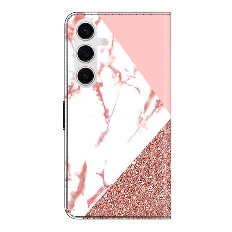 Læder Cover Samsung Galaxy S26 Plus Trekantet Marmormønster