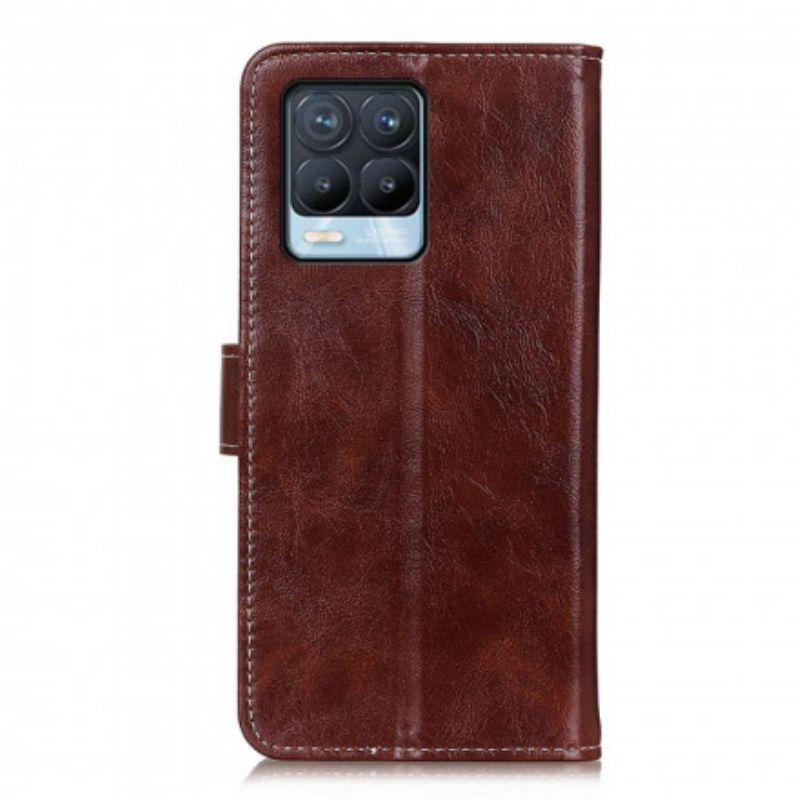 Flip Cover Realme 8 / 8 Pro Skinnende Og Synlige Sømme