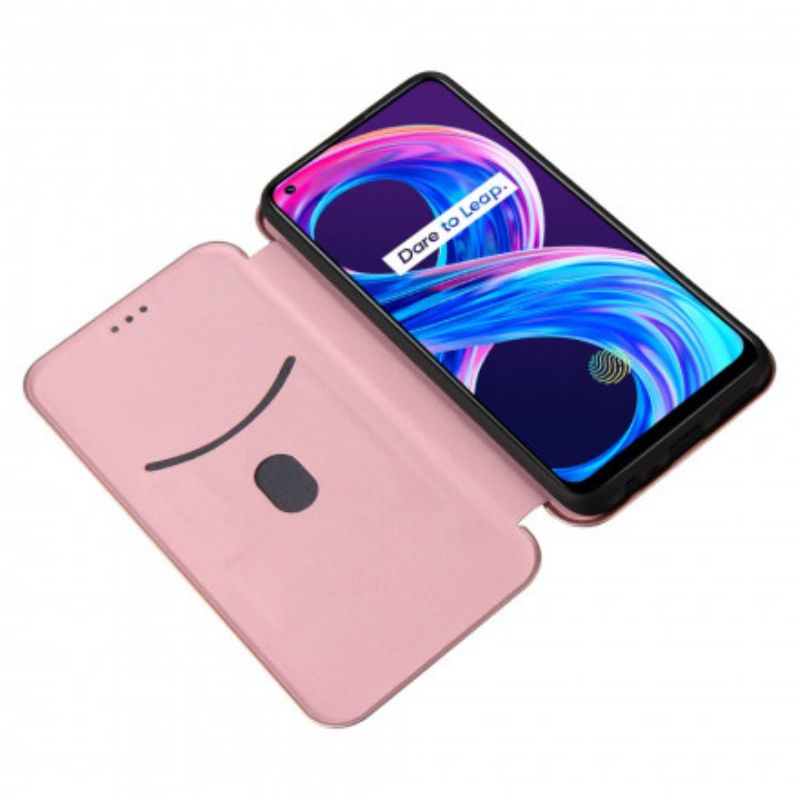 Flip Cover Til Realme 8 / 8 Pro Farvet Carbon Silikone