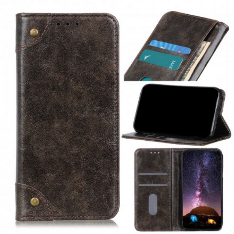 Læder Cover Realme 8 / 8 Pro Telefon Etui Vintage Lædernitter