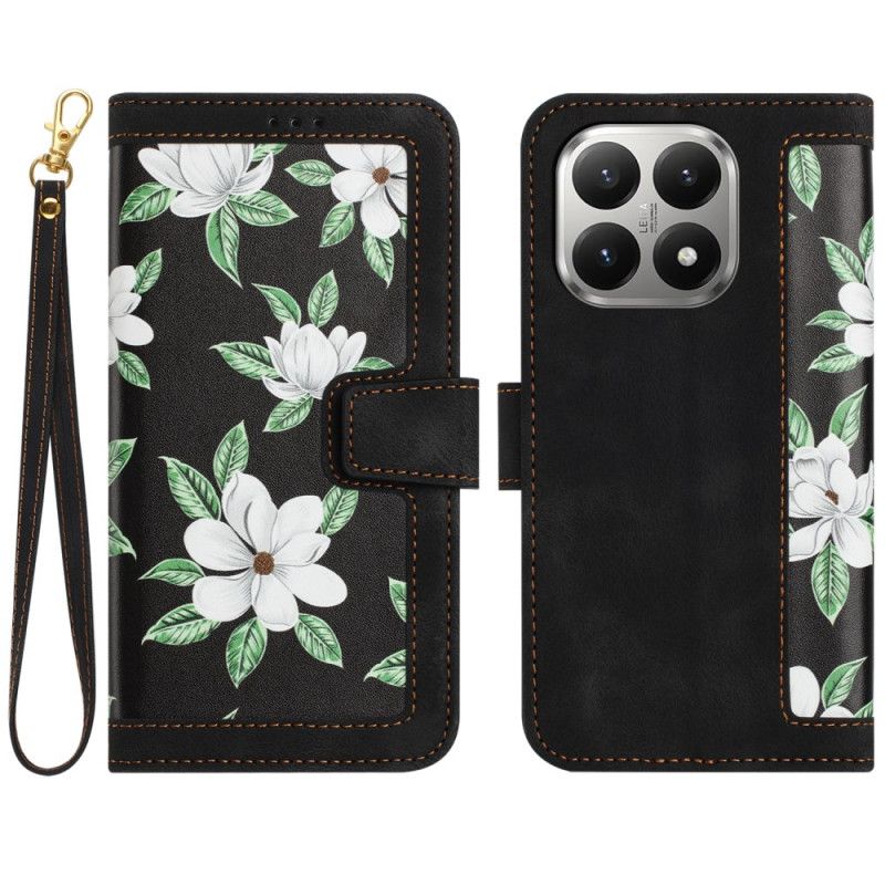 Flip Cover Til Xiaomi 15t Blomsterdesign Med Rem