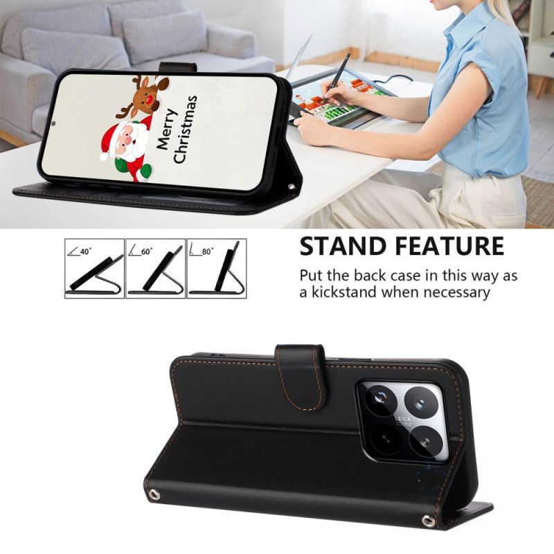 Flip Cover Til Xiaomi 15t Ensfarvet Med Rem