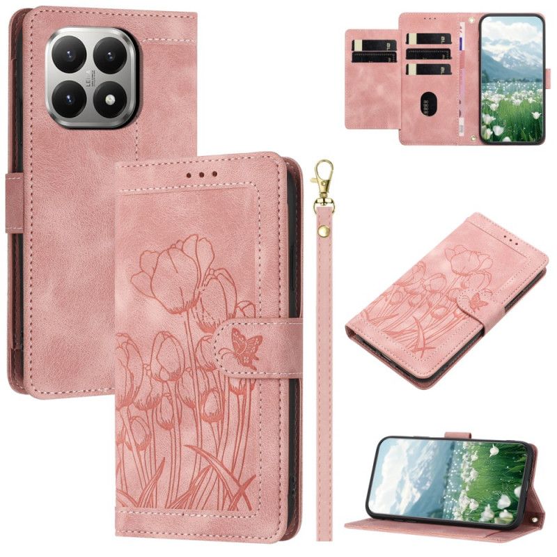 Flip Cover Xiaomi 15t 5 Kortholdere Med Blomsterprint