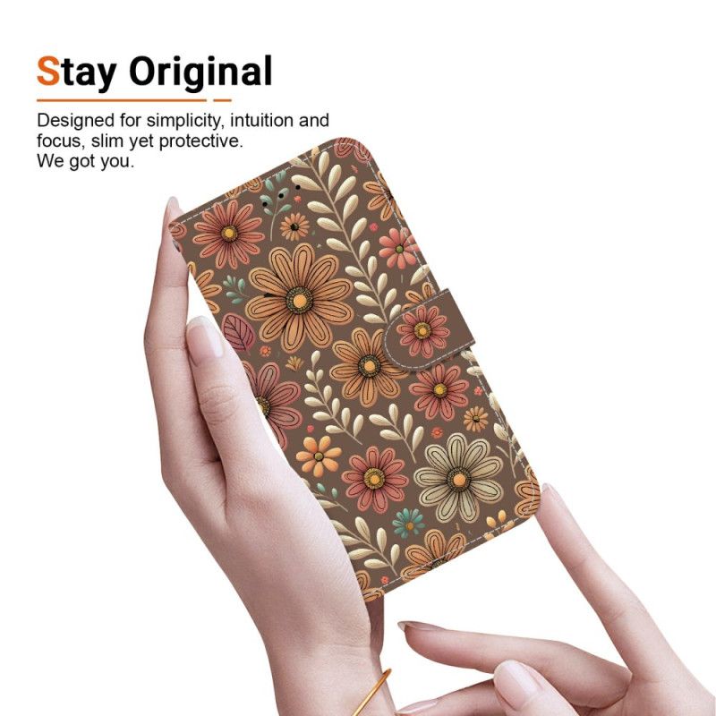 Flip Cover Xiaomi 15t Brune Blomster