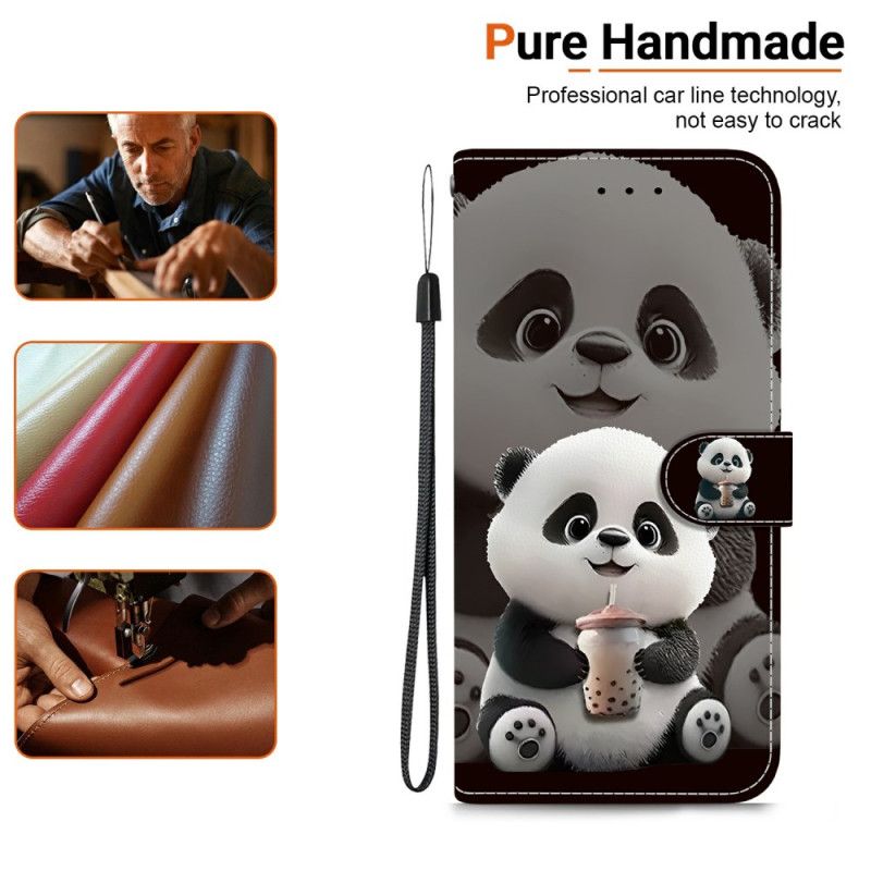 Flip Cover Xiaomi 15t Pandamønster
