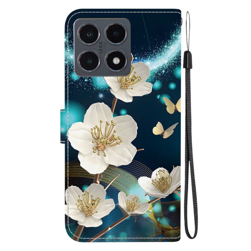 Læder Cover Xiaomi 15t Hvide Magnolier