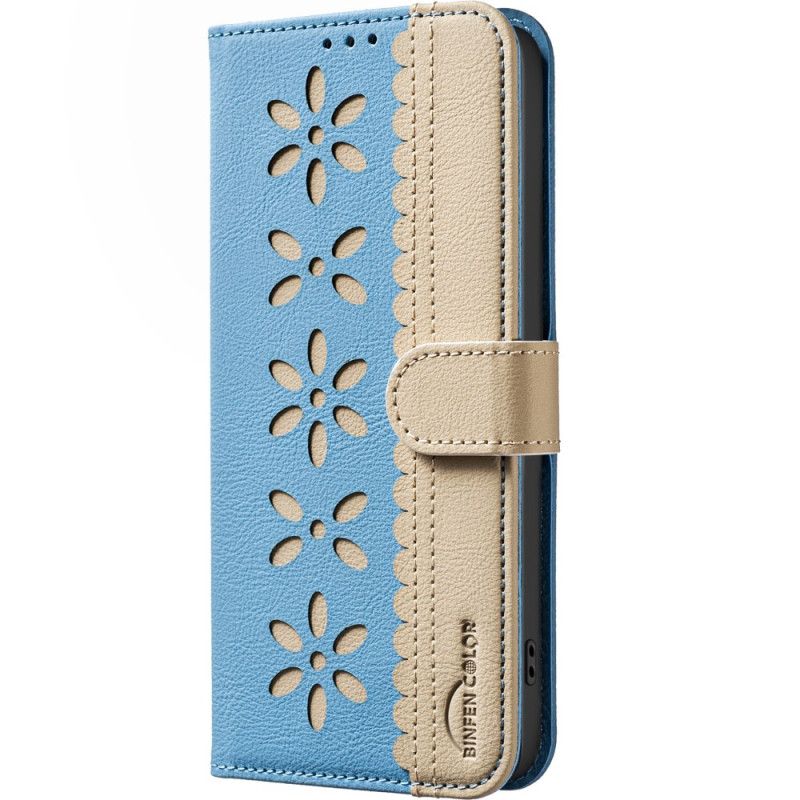 Læder Cover Xiaomi 15t Telefon Etui Blomsterprint Binfen-farve