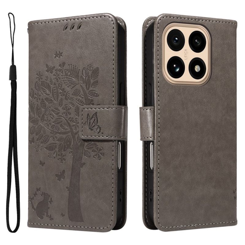 Læder Cover Xiaomi 15t Telefon Etui Kat Og Træ