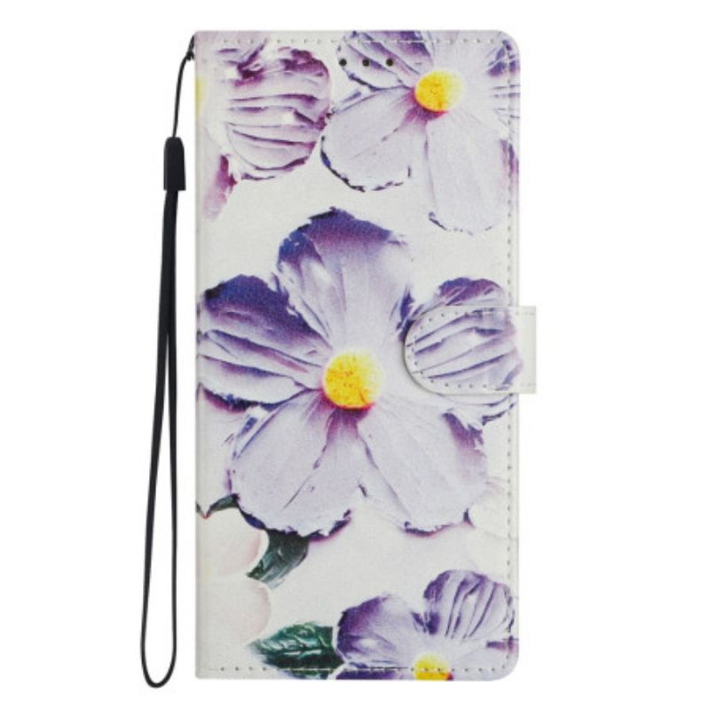 Læder Cover Xiaomi 15t Telefon Etui Lilla Blomster