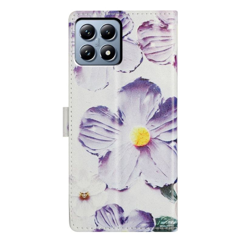 Læder Cover Xiaomi 15t Telefon Etui Lilla Blomster