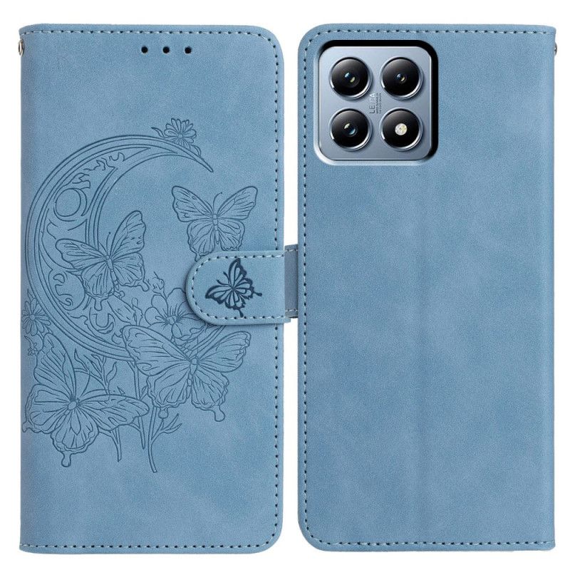 Læder Cover Xiaomi 15t Telefon Etui Sommerfugle- Og Blomsterprint