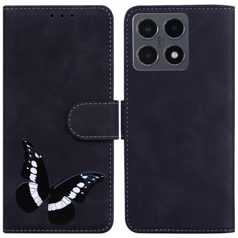 Læder Cover Xiaomi 15t Telefon Etui Sommerfugleprint