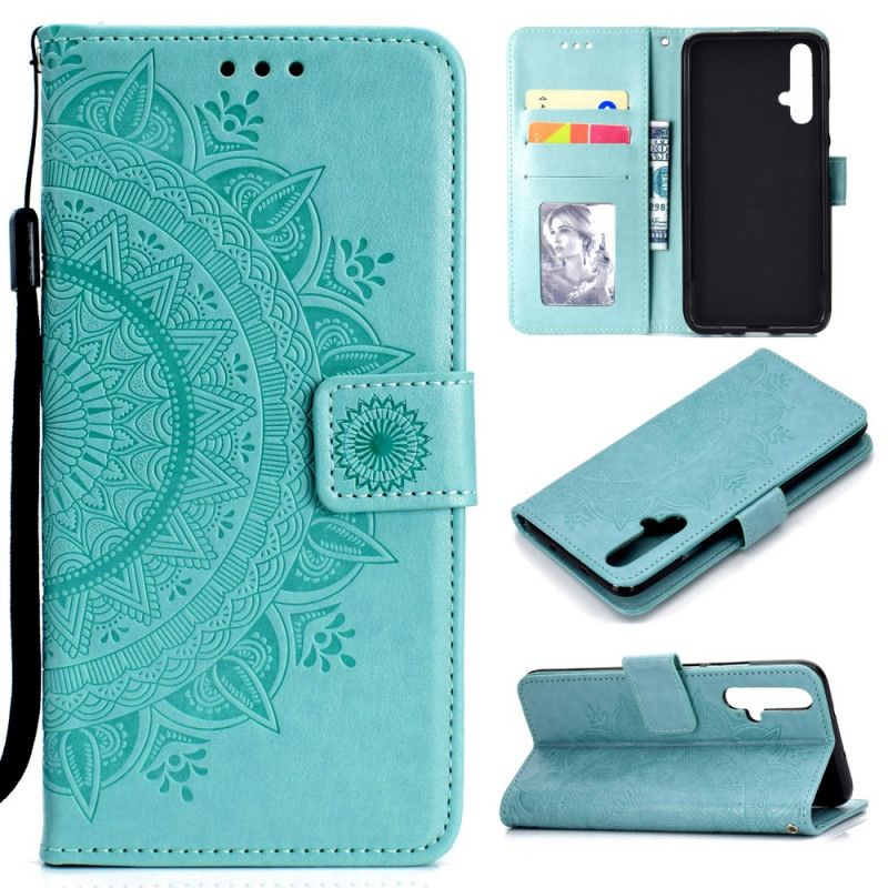 Flip Cover Læder Huawei Nova 5T Grå Solmandala