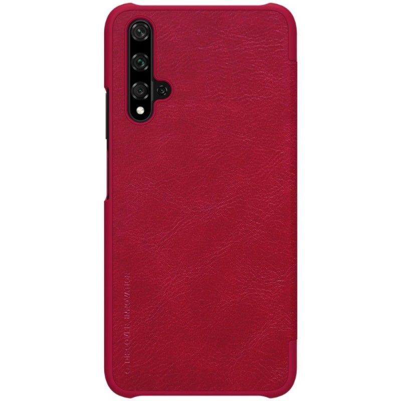 Læder Cover Huawei Nova 5T Rød Nillkin Qin-Serie Beskyttelse