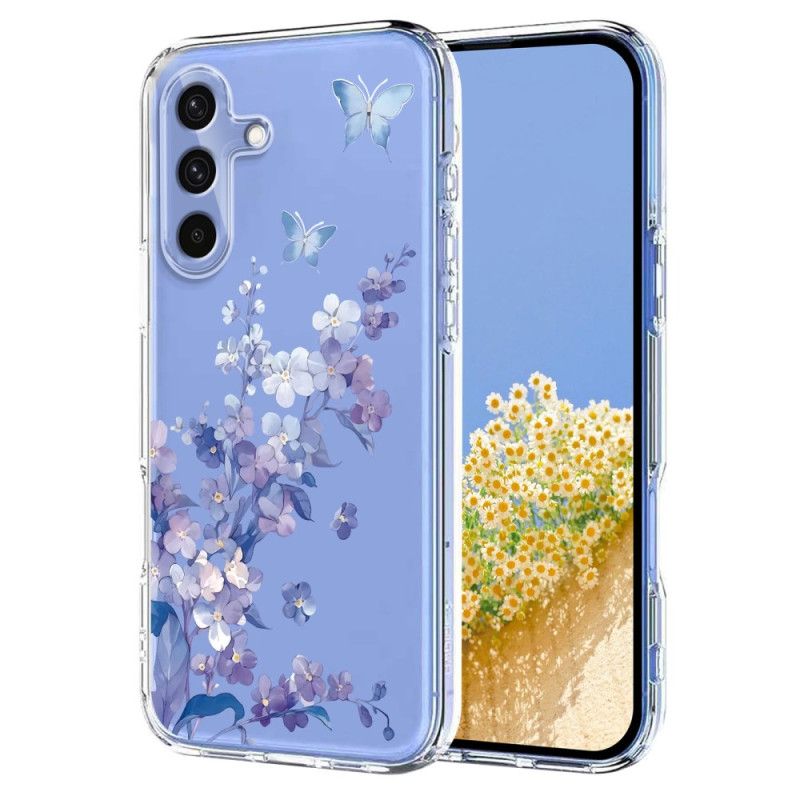 Cover Samsung Galaxy S25 Fe Gennemsigtigt Blomster- Og Sommerfugledesign