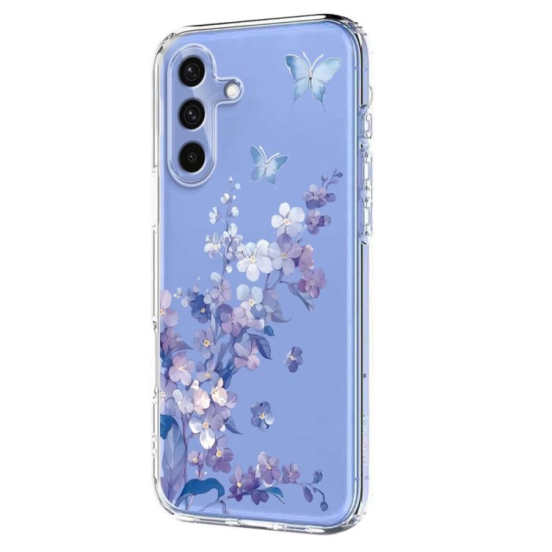 Cover Samsung Galaxy S25 Fe Gennemsigtigt Blomster- Og Sommerfugledesign