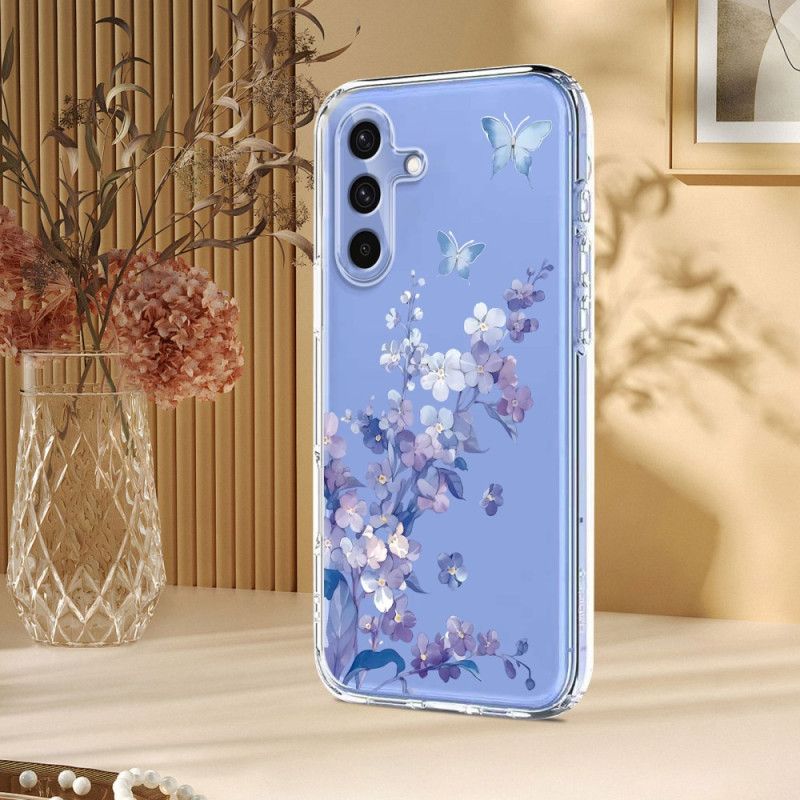 Cover Samsung Galaxy S25 Fe Gennemsigtigt Blomster- Og Sommerfugledesign