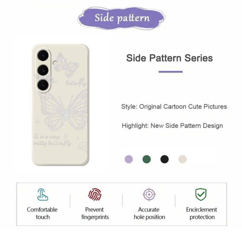 Cover Samsung Galaxy S25 Fe Hvid Sommerfuglesilikone