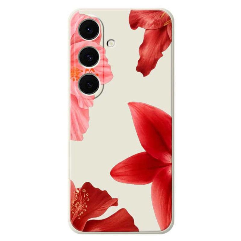 Cover Samsung Galaxy S25 Fe Rød Blomstersilikone