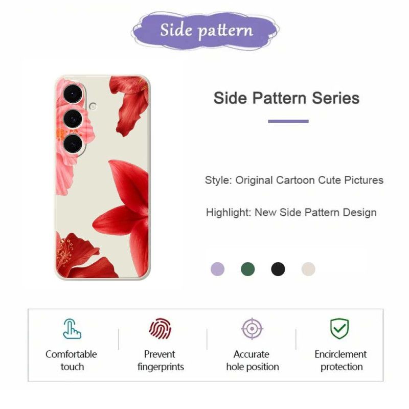 Cover Samsung Galaxy S25 Fe Rød Blomstersilikone