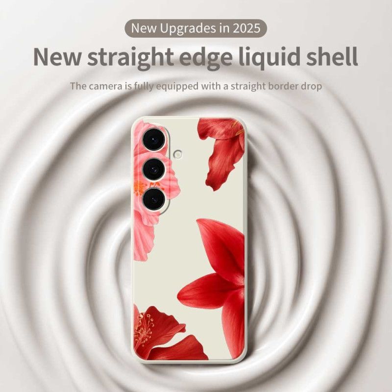 Cover Samsung Galaxy S25 Fe Rød Blomstersilikone
