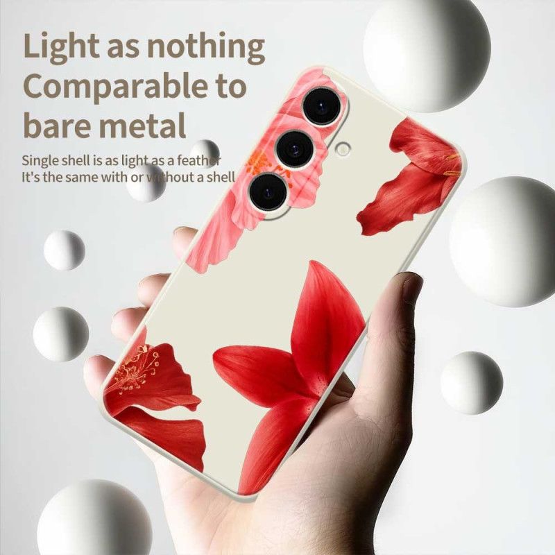 Cover Samsung Galaxy S25 Fe Rød Blomstersilikone