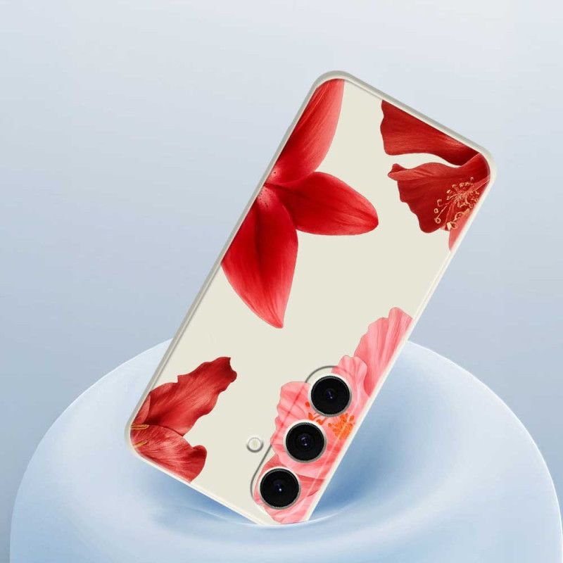 Cover Samsung Galaxy S25 Fe Rød Blomstersilikone
