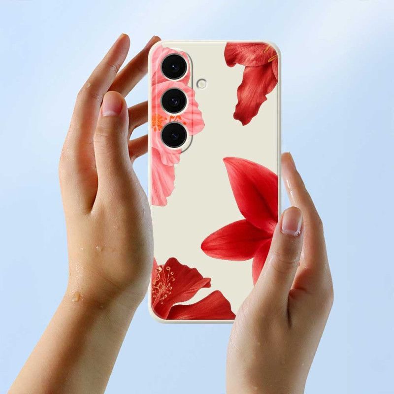 Cover Samsung Galaxy S25 Fe Rød Blomstersilikone