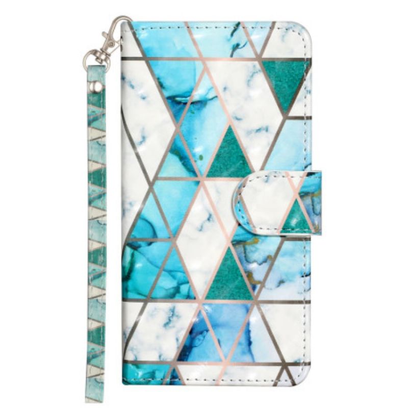 Flip Cover Samsung Galaxy S25 Fe Blå Marmor Med Snor